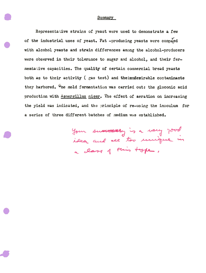 E. McCoy's comment on experiment writeup